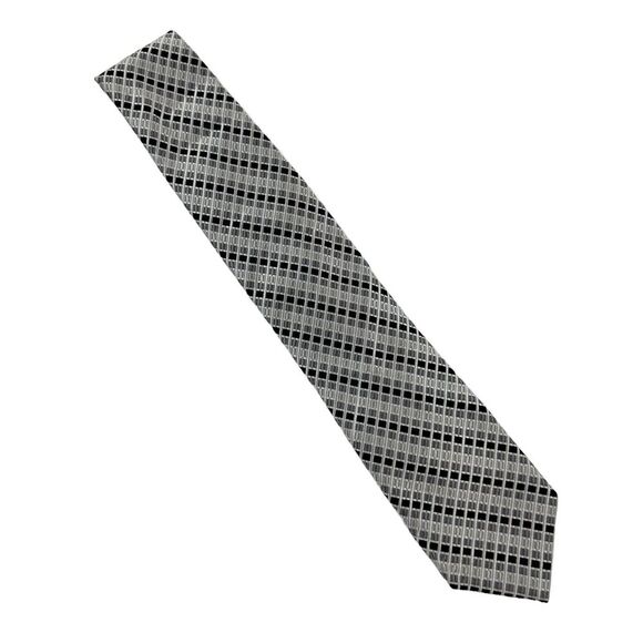 Jos A Bank Executive Collection Silver Gray 100% Silk Neck Tie Geometric 02 - Picture 1 of 5